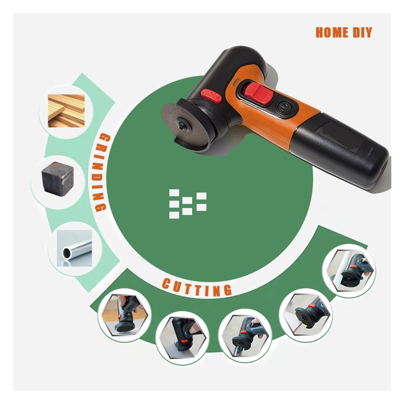 Cordless Angle Grinder Mini Sander USB Rechargeable Lithium Battery Polishing Machine Grinding Cutting DIY Power Tools ,Low Vibration