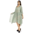 thumbnail image 3 of Moomaya WoMen's Short Hoodie Kaftan Loose Tunic Kimono Sleeve Mini Beach Cover Up Dress, 3 of 7