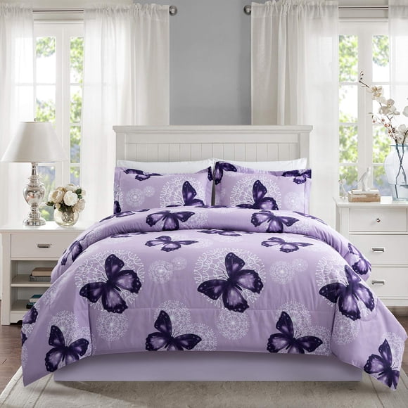 Set de edredón ARTALL, microfibra ligera, 3 piezas, color morado