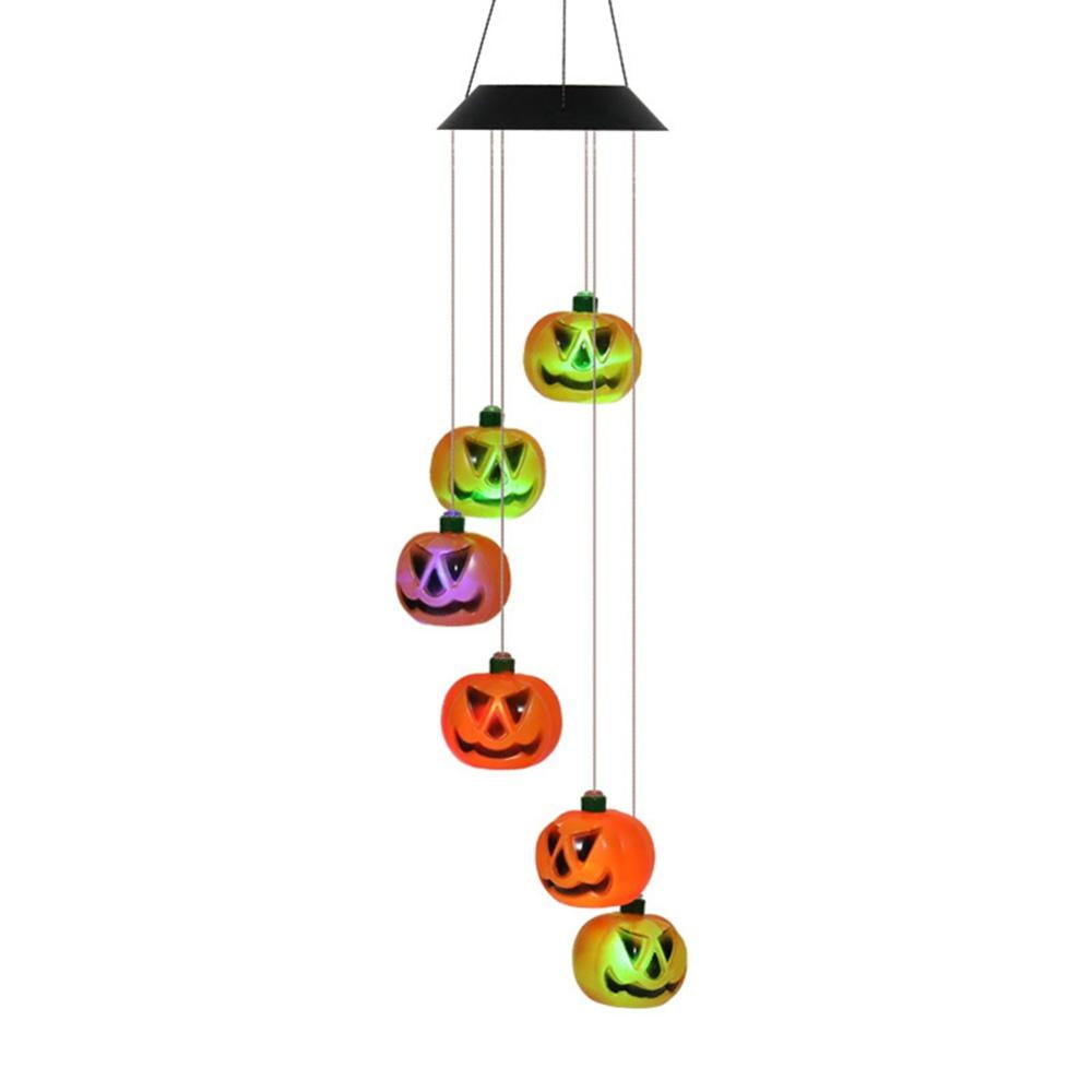 Halloween Solar Pumpkin Wind Chimes Light,Color Changing Hanging Solar ...