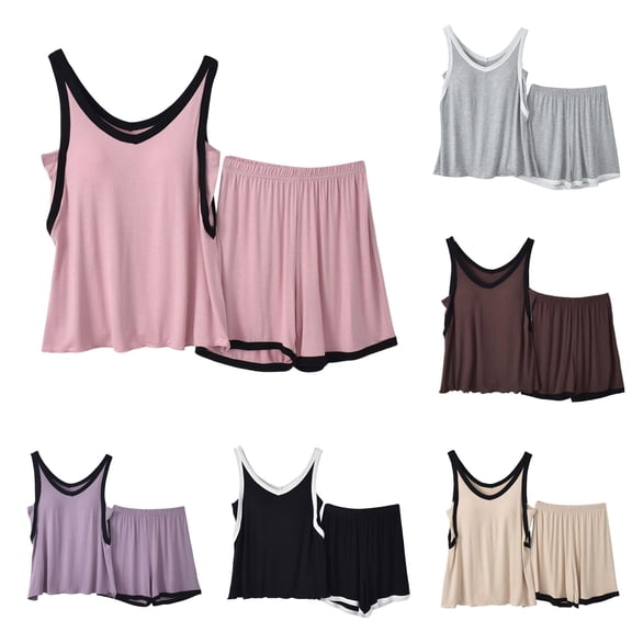 CAIVO Women's Summer Wear Pajamas Set 2 Piece Casual Tops With Shorts Set Soft Leisure Homewear