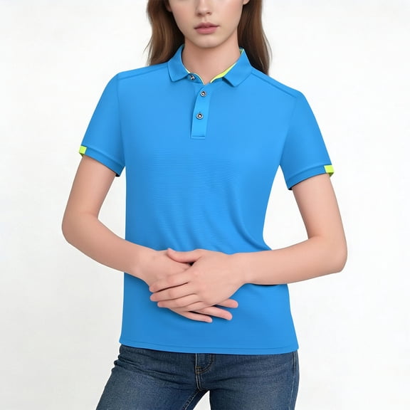 Generic Women's Golf Polo Shirts Collared Short Sleeve Tennis Tops Breathable Moisture Wicking Sun Protection T-Shirt