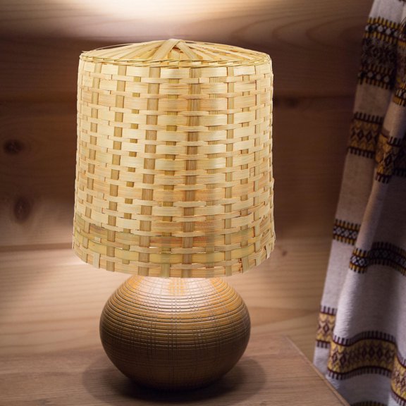 AURARMLET 1Set Hand-Woven Bamboo Lampshade Round Vintage Style Light Fixture for Home Decor 11.2x11.2x11.8in