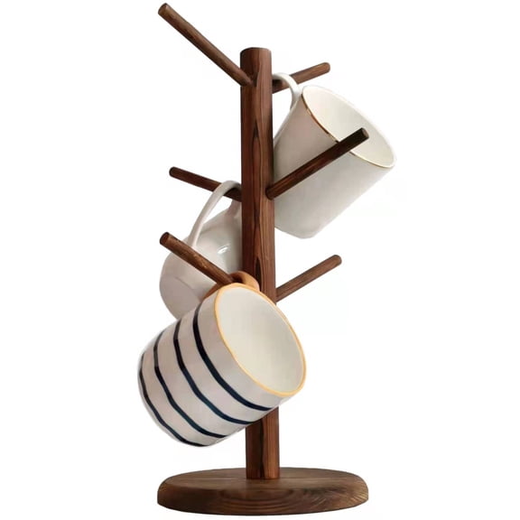YIYI GUO Wood Coffee Mug Holder Tree with 6 Hooks