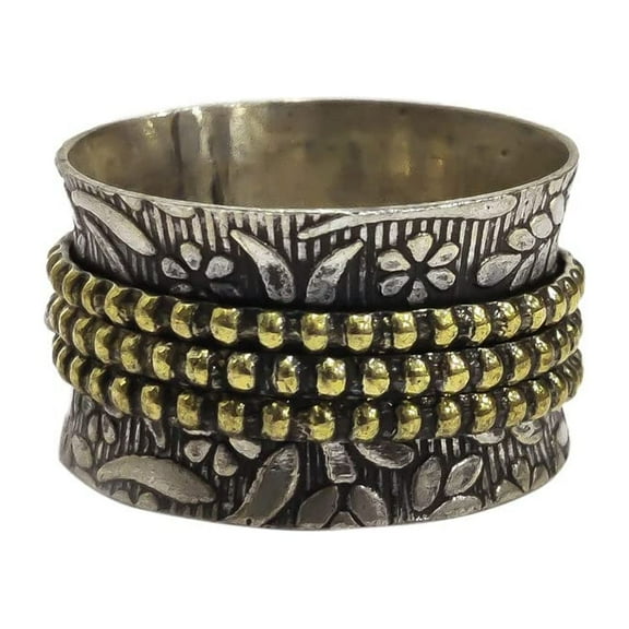 Hammered Spinner Band, Meditation Ring, 925 Sterling Silver Ring, Spinning Thumb Ring, Two Tone Ring, Fidget Ring, Handmade Jewelry, Christmas Oxidized, Womans Band Ring, Anxiety Ring, Mans Band Gifts