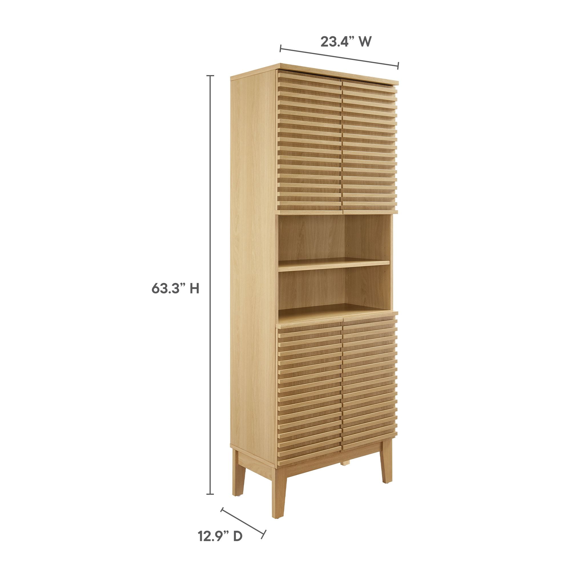 Render Tall Bathroom Storage Cabinet in Oak