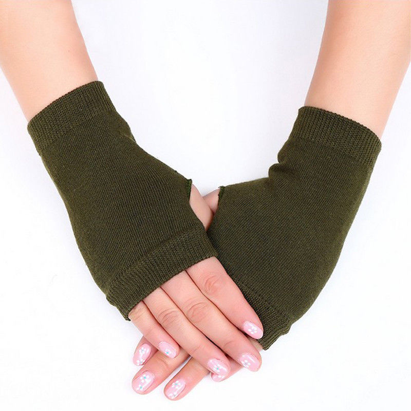 Women/'s Gloves Winter Autumn Knitted Cashmere Wool Fingerless Wrist Warm Mittens