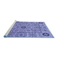 thumbnail image 2 of Ahgly Company Machine Washable Indoor Round Abstract Blue Modern Area Rugs, 4' Round, 2 of 4