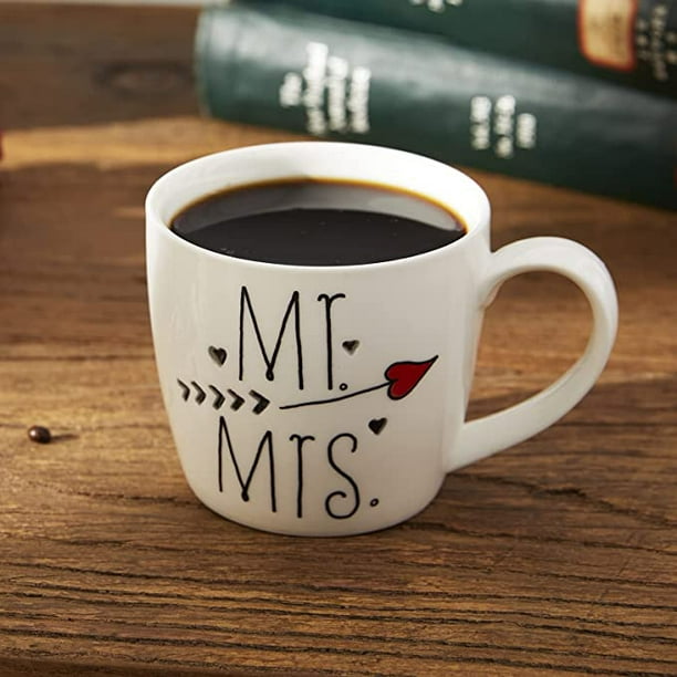 Mr and Mrs Coffee Couple Mug, Unique Funny Ceramic Tea Cup for Husband and  Wife, Perfect for Birthday, Anniversary, Wedding, Engagement Valentines Day  