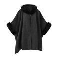 thumbnail image 2 of Umfun Women's Faux Fur Trim Cape Wrap Winter Mid-Length Velvet Warm Shawl Outerwear with Front Toggle Clasp and Soft Cuffs for Casual Holiday Party Daily Wear, 2 of 8