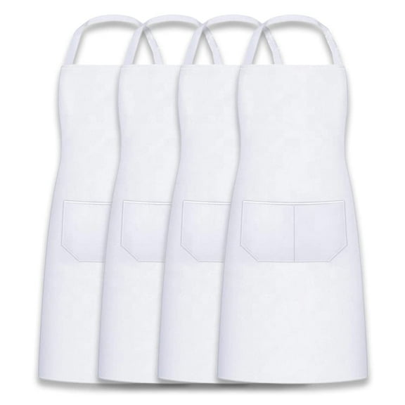 MR.R Sublimation Blanks White Aprons 4 PCS,Sublimation Bib Aprons ,Unisex White Apron for Heat Transfer Printing,25x30 inch