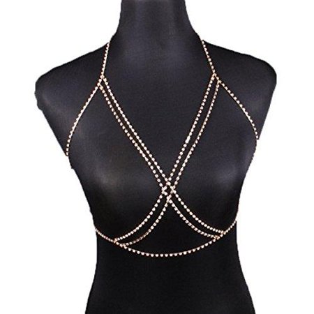 chain sexy sparkles jewelry harness rhinestone bra leg bikini body