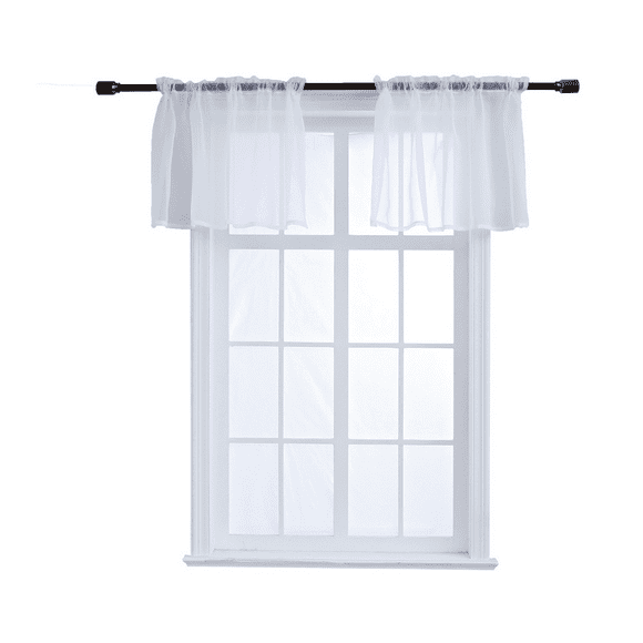 Semi Sheer Privacy Short Curtain for Small Windows, Kitchen,Bathroom,Cafes,Farmhouse,Living Rooms and Yard( White,2 Panel, 51 x 18 Inch)