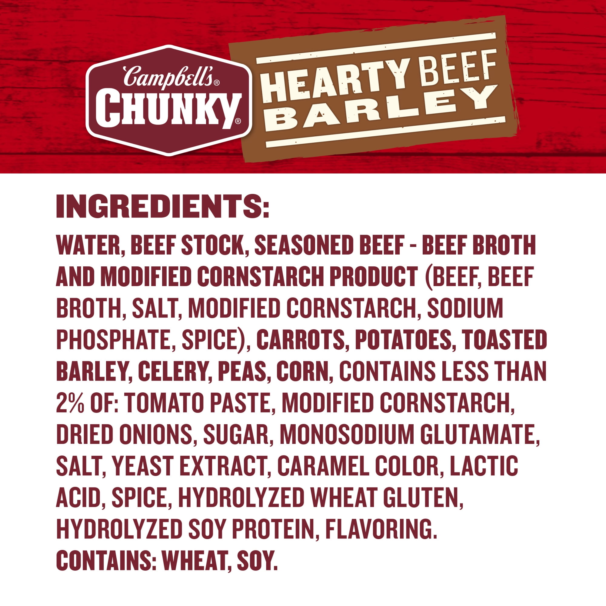 (12 pack) Campbell's Chunky Soup, Ready to Serve Hearty Beef and Barley Soup, 18.8 oz Can