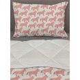 thumbnail image 3 of Animal Comforter & Sham Bedding Set, Horse with Colored Dashes or Strokes Themed Illustration, 3 pcs Duvet Set Microfiber Filling Quilt, 5 Sizes, Coral and Cream, by Ambesonne, 3 of 4