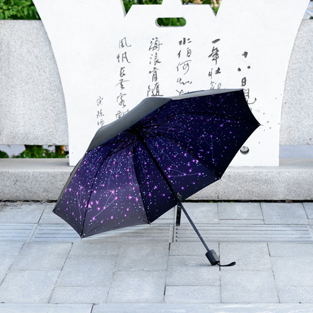 Yangge Yujum Windproof Folding Umbrellas Women Girls Men UV Sunshade Rain Umbrella Black Glue Parasol Ultraviolet-Proof 