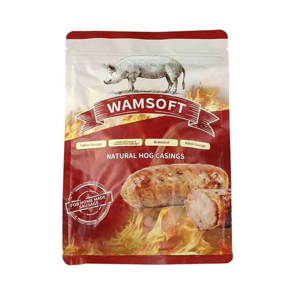 WAMSOFT Natural Salted Casings 8 oz., Hog Casings for 35 lbs. Pork/Hog Sausage Casing