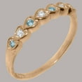 thumbnail image 2 of LBG British Made 18k Rose Gold Cubic Zirconia & Natural Aquamarine Womens Anniversary Ring - 33 size options - Size 8.5, 2 of 9