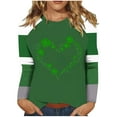 thumbnail image 2 of TrendVibe365 Green Womens Long Sleeve Tops Plus Size Dressy St Patricks Day Plus Size Crew Neck Polyester Casual St. Patricks Day Blouse Tops for Irish Themed Gifts XL, 2 of 5