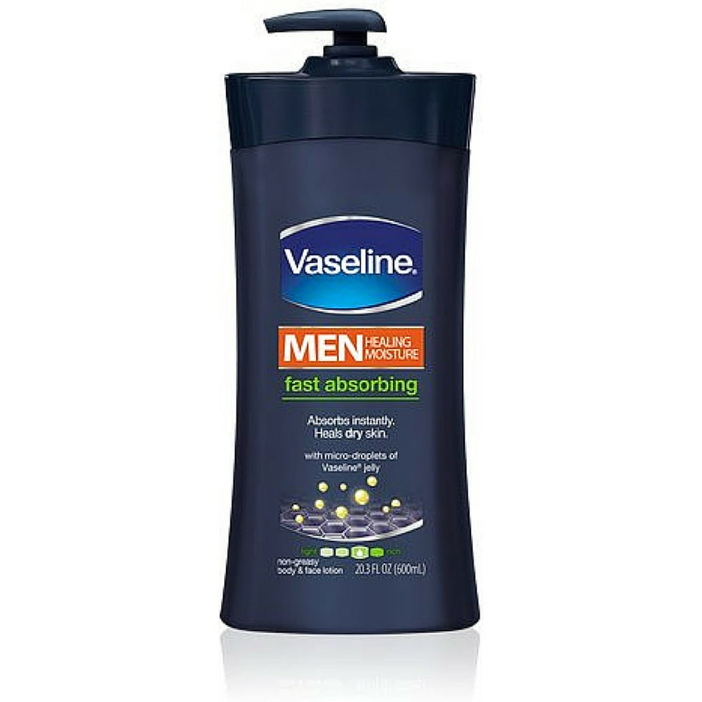 Vaseline Men Body & Face Lotion, Fast Absorbing 20.3 oz (Pack of 2)