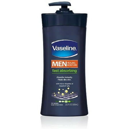 Vaseline Men Body & Face Lotion, Fast Absorbing 20.3 oz (Pack of