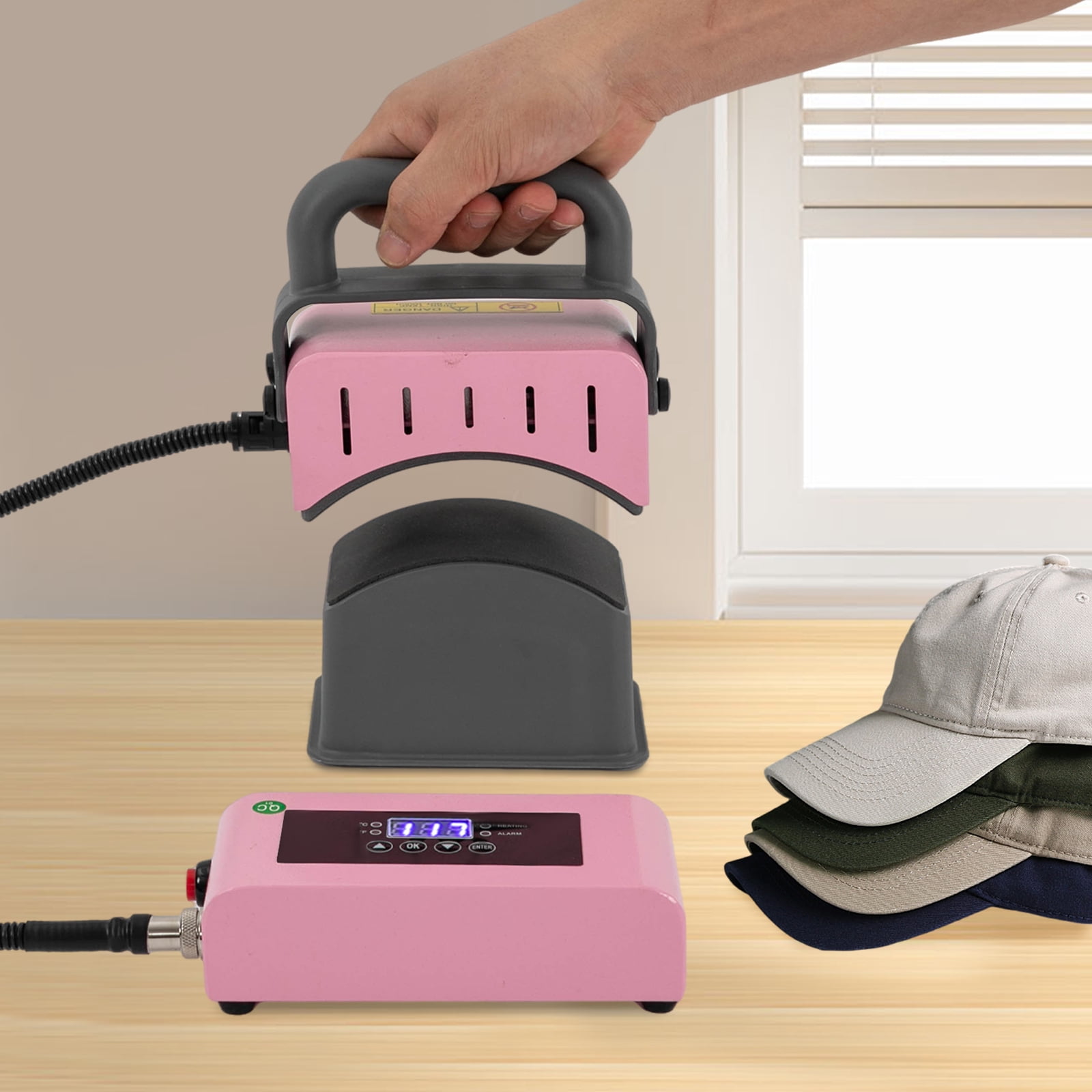 Wildnix 300W Hat Heat Press Machine, 2-in-1 Digital Display with Adjustable Time and Temperature, Perfect for Customizing Hats and Apparel