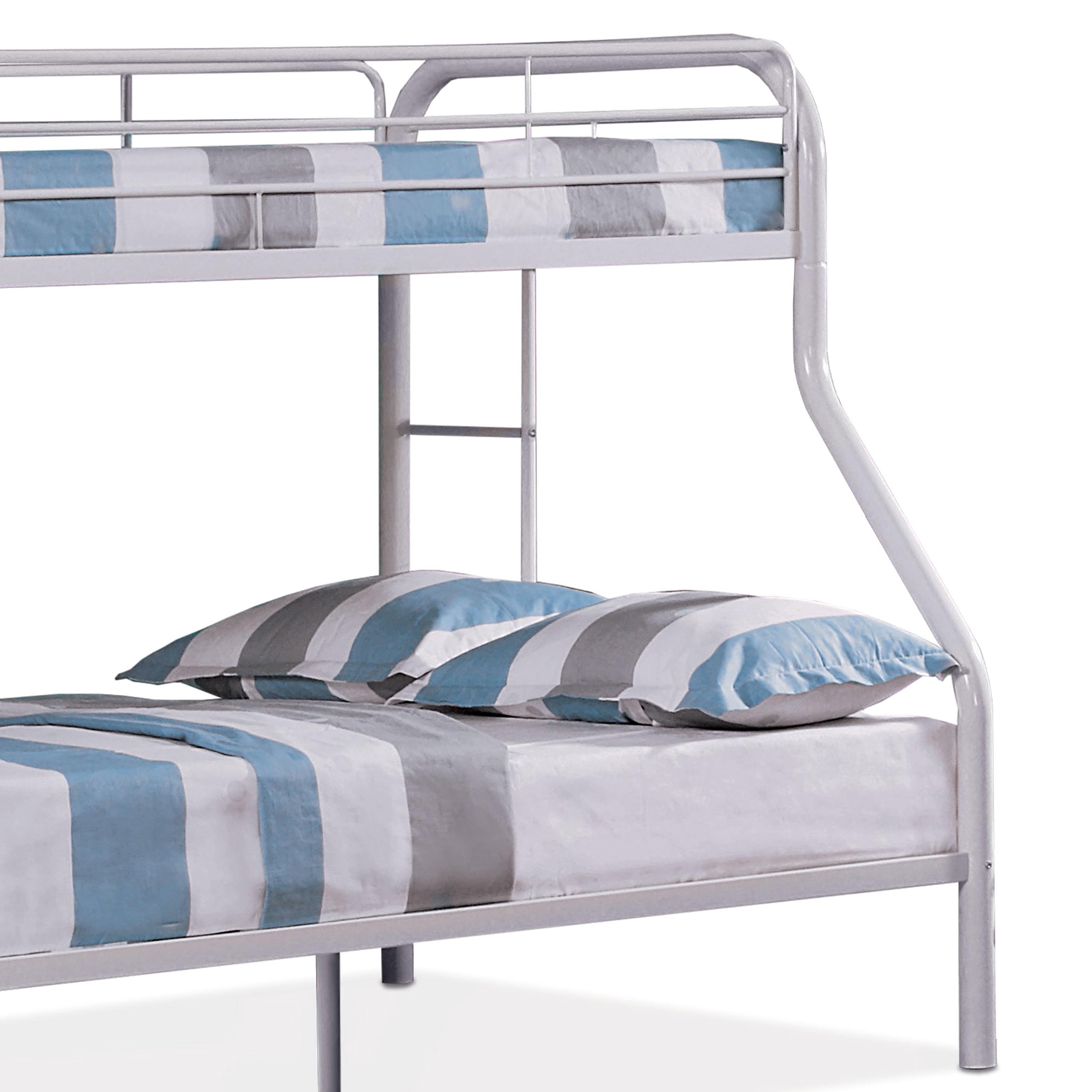 Furniture of America Mihauk Kids Metal Twin over Full Bunk Bed with Side Ladder, White