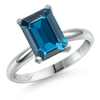 Gem Stone King PLAT-900 Platinum London Blue Topaz Engagement Ring for Women | 4.00 Cttw | Octagon 10X8MM | Gemstone November Birthstone | Size 8