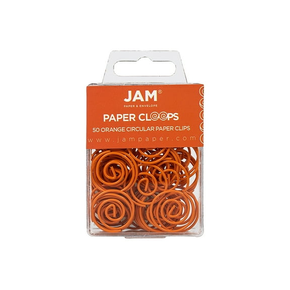JAM Paper Colored Circular Paper Clips Round Paperclips Orange 2 Packs of 50 (21827540B)