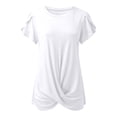 thumbnail image 4 of TYGHBN Women's Casual Knot Ruched Short Sleeve T Shirt Round Neck for Spring & Summer Womens Neck Tops Women Long Sleeve T Shirt Womens Active Short Sleeve Short T Shirt Athletic Tops for Women Long, 4 of 4