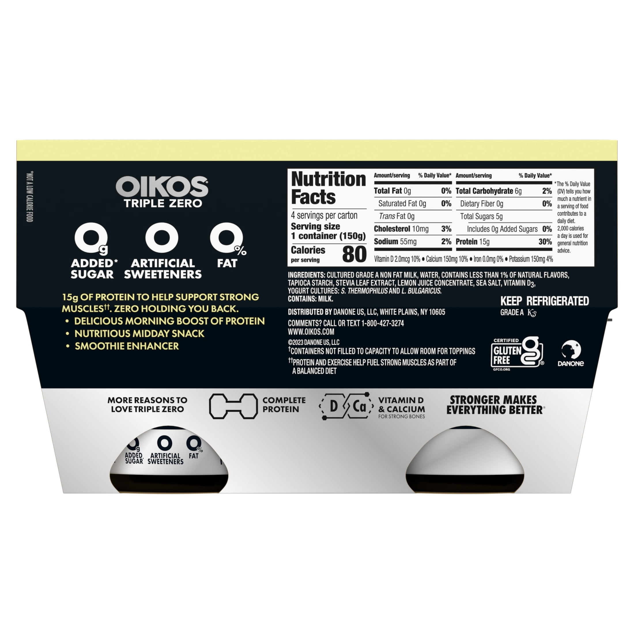 Oikos Triple Zero 15g Protein Vanilla Greek Yogurt, 90 Calories
