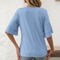 thumbnail image 5 of Uaswgudfs Women's Casual V Neck Flounce Short Sleeve Shirts Knit Loose Tunic Tops Blouses, 5 of 6