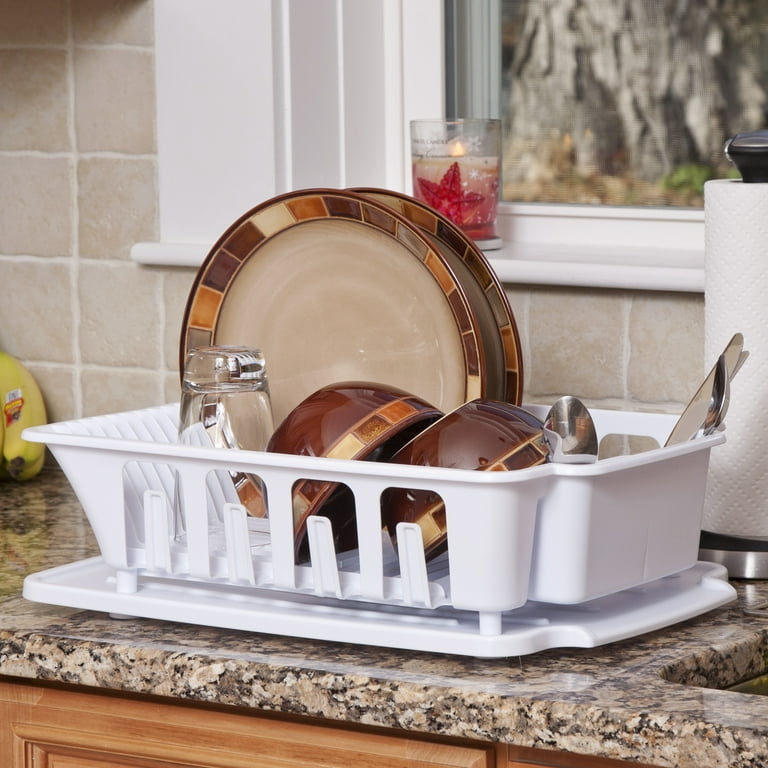 Joey'z 3-Pc Extra Large Dish Drying Rack with Drainboard and