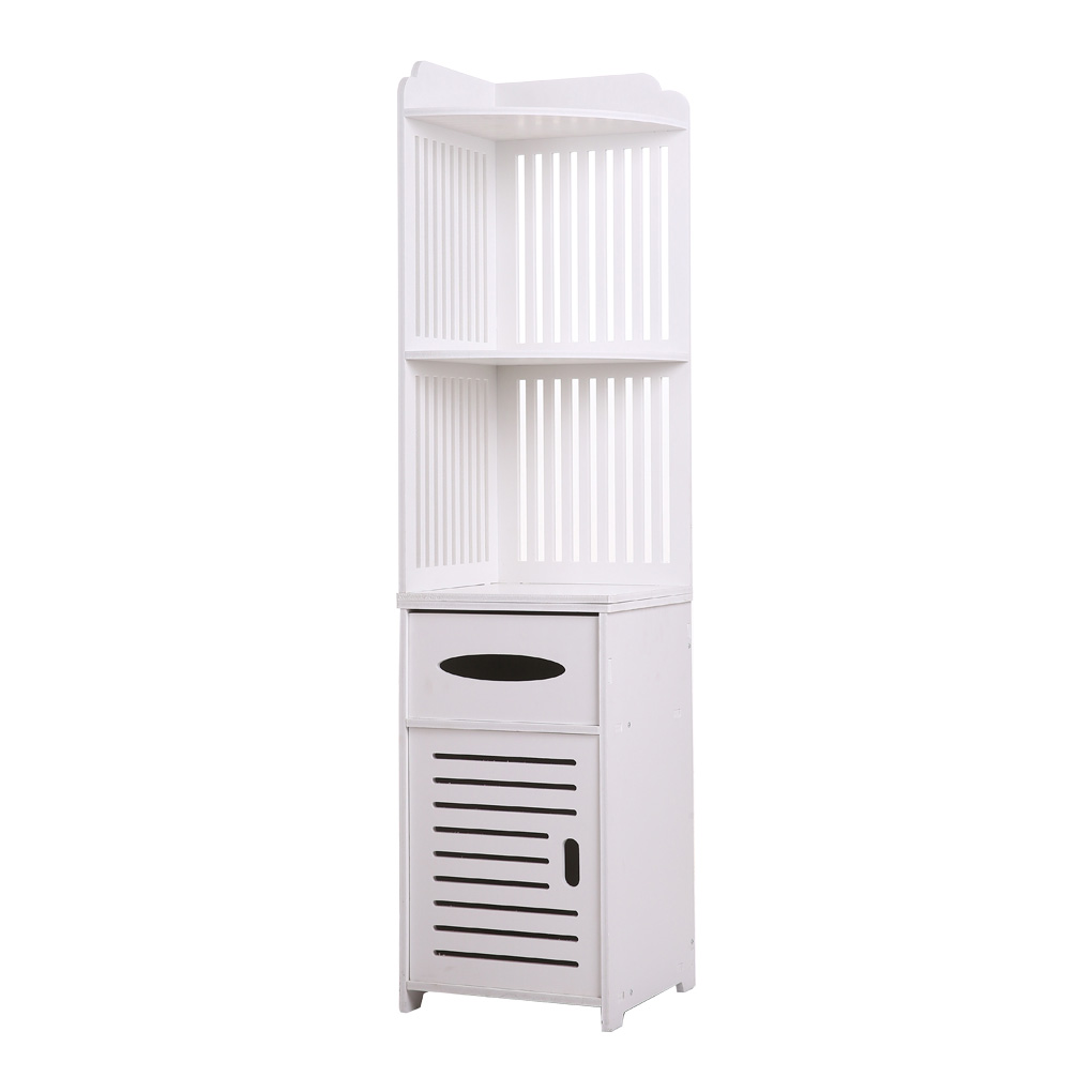 Small Bathroom Storage Corner Floor Cabinet with Doors and ...