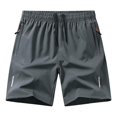 thumbnail image 3 of Aobny Running Men's Shorts Quick Dry Zip Pockets Shorts Casual Baggy Mens Beach Shorts,Gray,L, 3 of 4