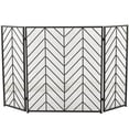 thumbnail image 2 of DecMode 52" x 31" Black Metal Foldable Mesh Netting 3 Panel Geometric Fireplace Screen with Chevron Pattern, 1-Piece, 2 of 6