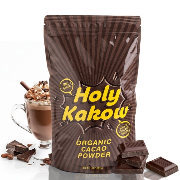 Holy Kakow Organic Cacao Powder, Gluten Free, 14oz Pouch