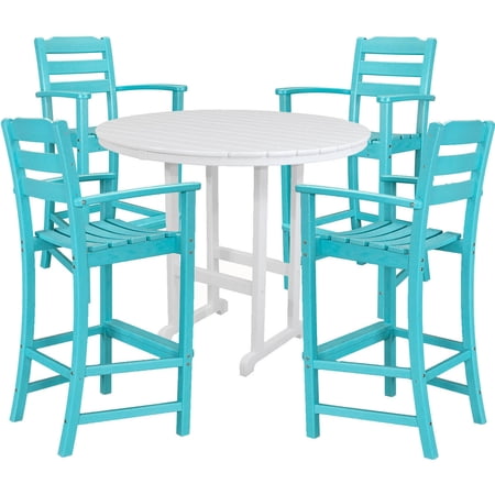 Hanover Outdoor Nassau 5-Piece All-Weather High Dining Set ...