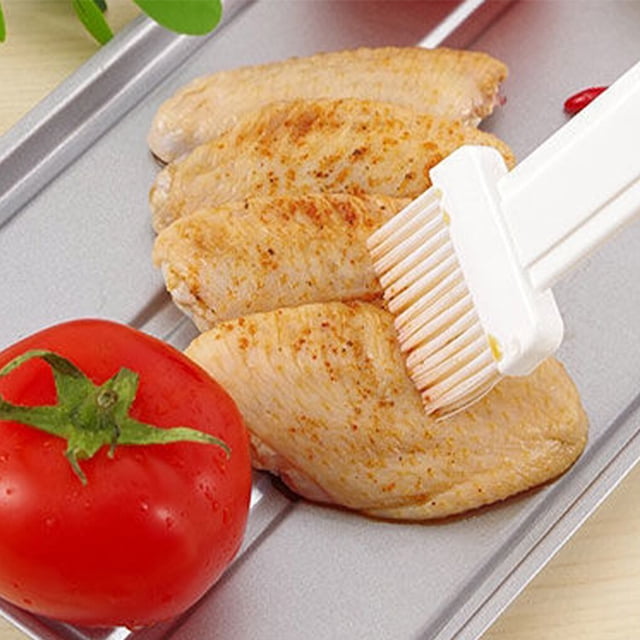 Brosse à Huile BBQ Grill Cuisson Brosse en Nylon Brosse à Huile Réutilisable Barbecue Outil d'Application d'Huile Réutilisable avec Poignée en Plastique, Blanc