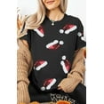thumbnail image 6 of Women's Black Sequined Christmas Hat Graphic T-Shirt - Festive Holiday Tee | [ZhiHiMeRi] | (US 20-22)2XL, 6 of 7