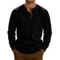 thumbnail image 2 of Mens Long Sleeve Henley Shirts Muscle Fit Ribbed Knit T-Shirt Lightweight Thermal Undershirts Workout Athletic Tee Shirt Black XL, 2 of 9