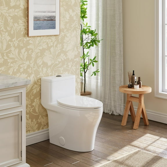 One Piece Toilets for Bathrooms,Dual Flush 3/4.8L Elongated Toilet,16.73 Inch Comfort Chair Seat ADA Height,Soft Closing Seat,Modern Toilet Bowl for Bathroom