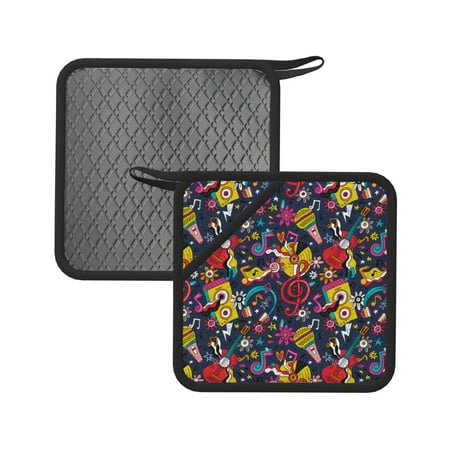 

Matuu Rock Music for Square Silicone Anti-hot Pad for Kitchen Potholders Hot Dishers Spoon Holder