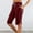 Wine, variant on Yteetum Womens Bermuda Shorts Elastic Waist Athletic Shorts Fashion Sports Casual Drawstring Pocket Knee Length Shorts Leg Split Five Short Pants