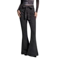 thumbnail image 3 of Women's Dark Wash High Waisted Flared Denim Jeans Retro Wide Leg, 3 of 9