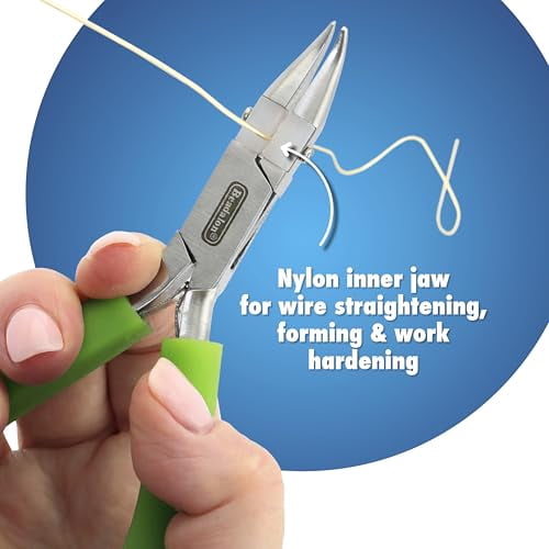 Beadalon Professional Series Nylon Inner Jaw Chain Nose Pliers, Dark Blue Vinyl-Free Grips, Stainless Steel, Box Joint, Double Leaf Springs, 5.75 in