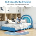 thumbnail image 5 of Gymax Kids Twin Platform Bed Frame Upholstered Twin Size Bed w/ Wooden Slats Support Blue, 5 of 10