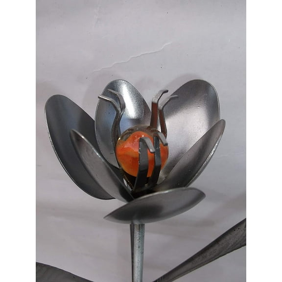 Orange Tulip, Metal Art Tulip, Recycled Silverware Flower