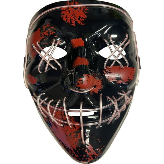 Studio Halloween Purge Light Up White Cross Hatch Eyes Mask Costume Accessory