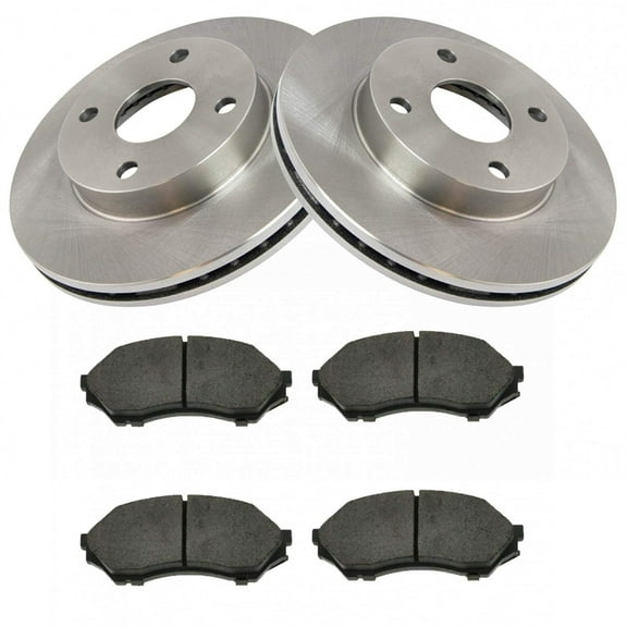 TRQ Front Brake Pad & Rotor Kit Brake Pads Brake Rotor Ceramic Fits Select 1999-2001 Mazda Protege